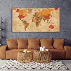 Dünya Haritası Kanvas Tablo