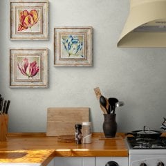 Renkli Çiçekler 3 Parça Çerçeveli Tablo Seti