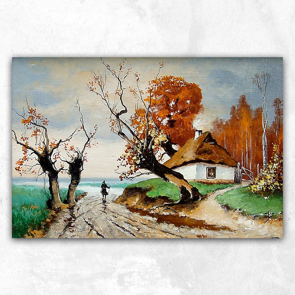 Ukrayna Köy Evi Soyut Kanvas Tablo