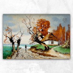 Ukrayna Köy Evi Soyut Kanvas Tablo