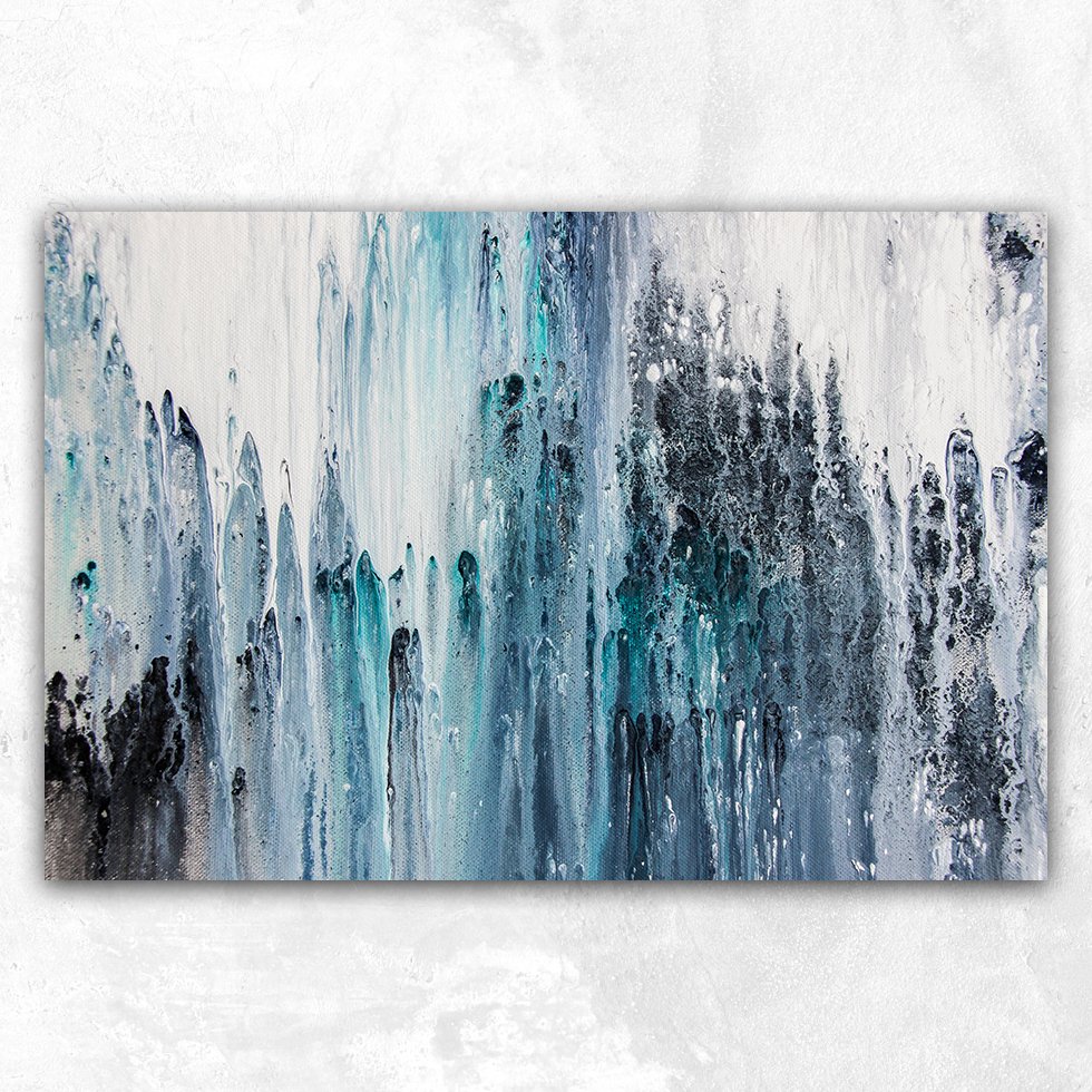 Mavi Beyaz Soyut Kanvas Tablo