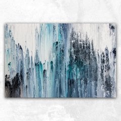 Mavi Beyaz Soyut Kanvas Tablo