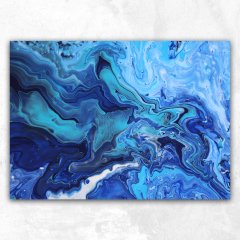 Mavi Mermer Renk Karışımı Soyut Kanvas Tablo