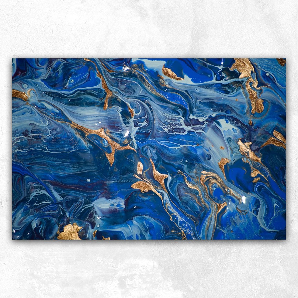 Ebru Sanatı Mermer Dokusu Soyut Kanvas Tablo