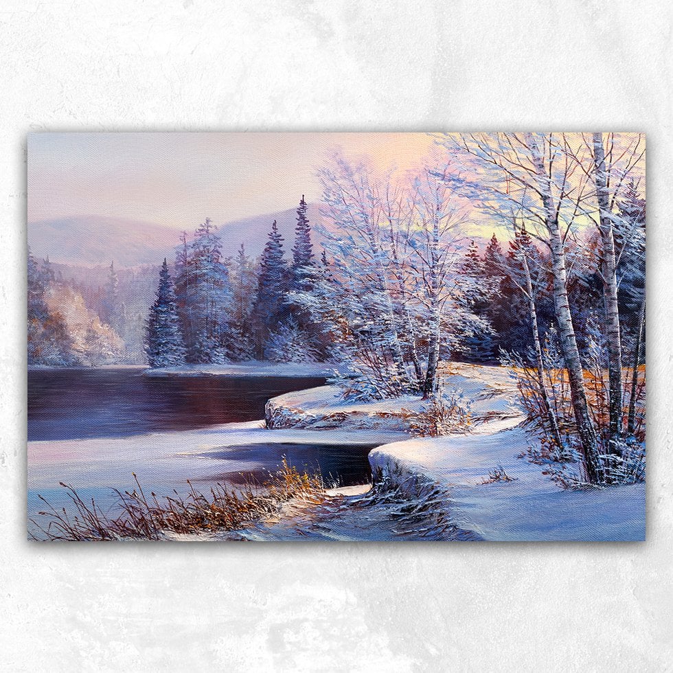 Kış Manzara Soyut Kanvas Tablo