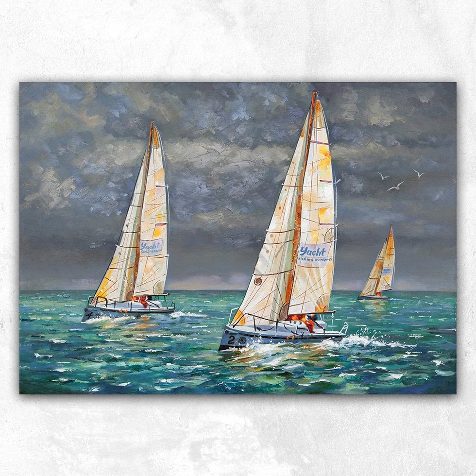 Yarışan Tekneler Soyut Kanvas Tablo