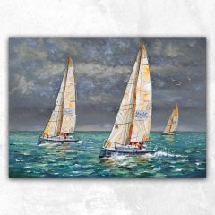 Yarışan Tekneler Soyut Kanvas Tablo
