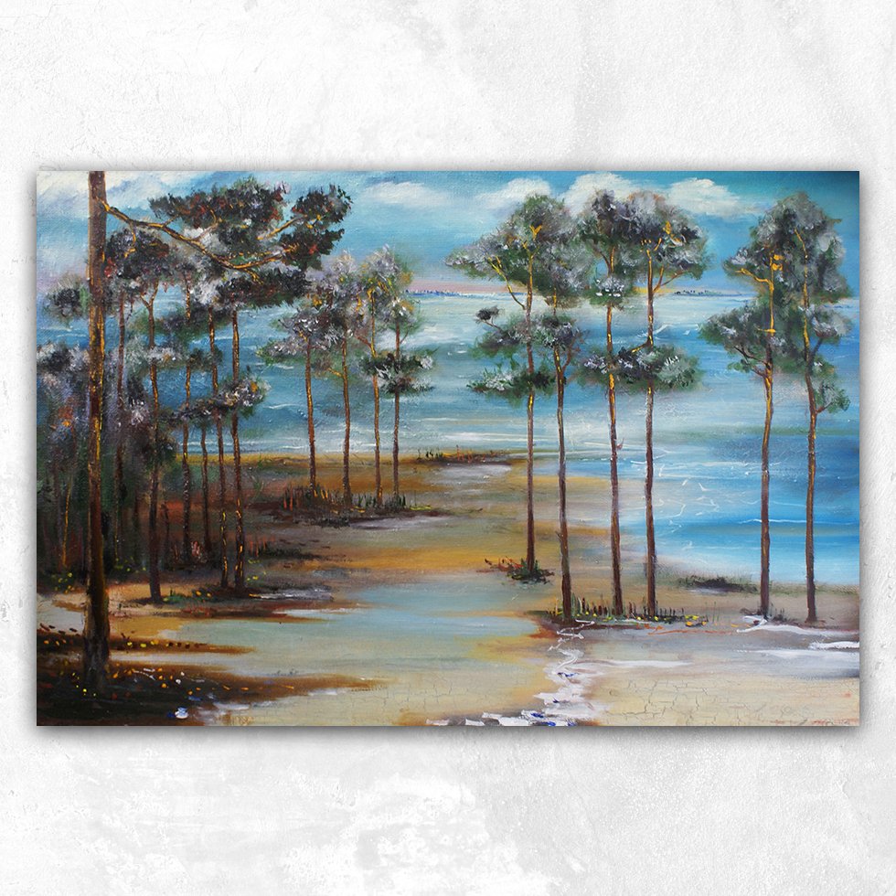 Sahildeki Ağaçlar Soyut Kanvas Tablo
