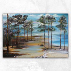 Sahildeki Ağaçlar Soyut Kanvas Tablo