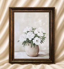 Klasik Modern Duvar Dekoru Vintage Yağlı Boya Görünümlü Vazoda Çiçekler