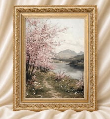 Vintage Yağlı Boya Görünümlü  Çerçeveli Tablo
