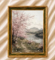 Vintage Yağlı Boya Görünümlü  Çerçeveli Tablo