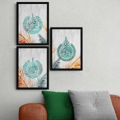 Felak Nas ve Ayetelkürsi Yazılı Çerçeveli Ahşap Tablo Seti