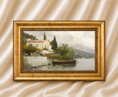 Vintage Yağlı Boya Görünümlü Manzara Tablo Klasik Manzara Tablo