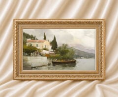 Vintage Yağlı Boya Görünümlü Manzara Tablo Klasik Manzara Tablo