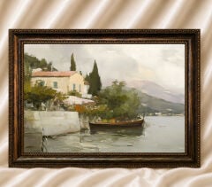 Vintage Yağlı Boya Görünümlü Manzara Tablo Klasik Manzara Tablo