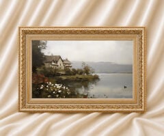 Vintage Yağlı Boya Görünümlü Manzara Tablo Klasik Manzara Tablo