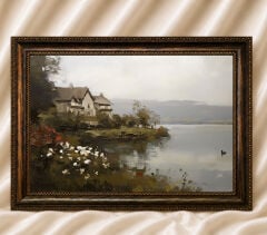 Vintage Yağlı Boya Görünümlü Manzara Tablo Klasik Manzara Tablo
