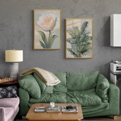 Soyut Çerçeveli Ahşap Tablo 32x24 cm - Altın