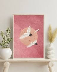 Leylek Temalı Soyut Tablo