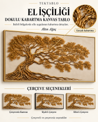 Altın Ağaç El İşçiliği Dokulu Kabartma Kanvas Tablo