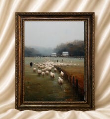 Vintage Yağlı Boya Görünümlü Deniz Manzaralı Klasik Tablo