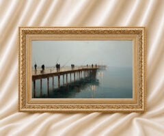 Vintage Yağlı Boya Görünümlü İskele Manzaralı Klasik Tablo