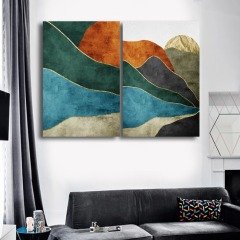 2 Parçadan Oluşan Dekoratif Pembe Güller Kanvas Tablo 60x40 2 prç