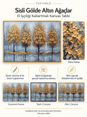 Altın Ağaçlar El İşçiliği Kabartmalı Kanvas Tablo