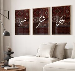 Sabır Şükür Tevekkül 3’lü Tablo Seti Hat Sanatı Dini Manevi Tablo Seti