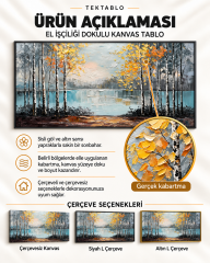 Sonbahar Gölü El İşçiliği Kabartmalı Kanvas Tablo