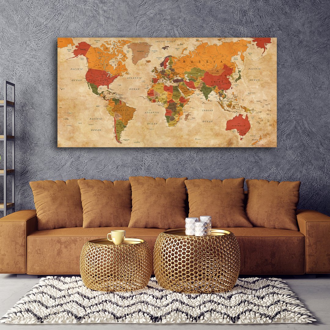 Dünya Haritası Kanvas Tablo