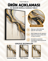 Siyah Altın Soyut Akış El İşçiliği Kabartmalı Kanvas Tablo