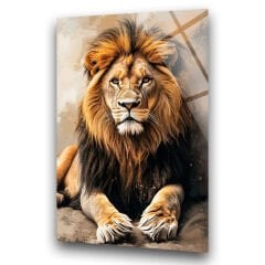 Aslan Cam Tablo – Temperli Cam Duvar Sanatı