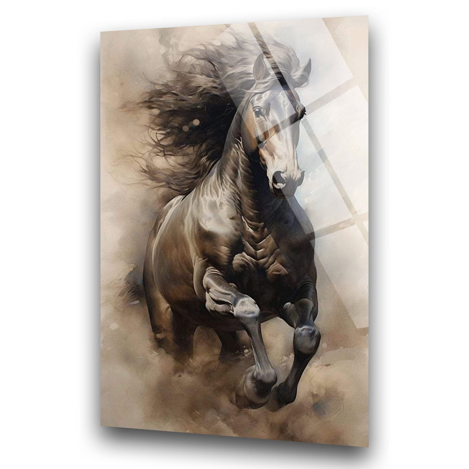 Koşan At Cam Tablo – Temperli Cam Duvar Sanatı