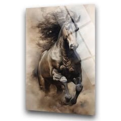 Koşan At Cam Tablo – Temperli Cam Duvar Sanatı