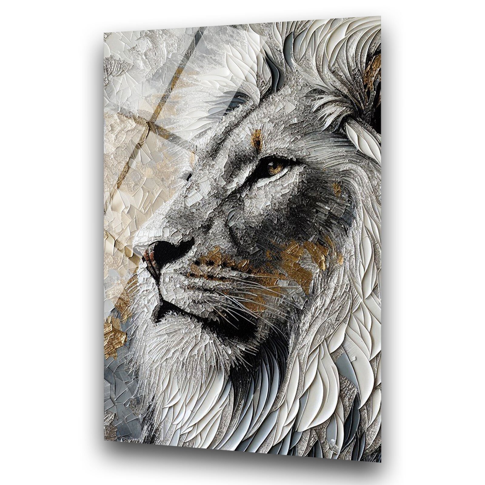 3D Aslan Cam Tablo – Cam Duvar Sanatı