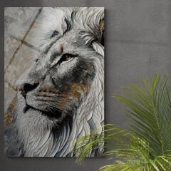 3D Aslan Cam Tablo – Cam Duvar Sanatı