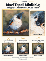 Mavi Tepeli Minik Kuş Dokulu Tablo