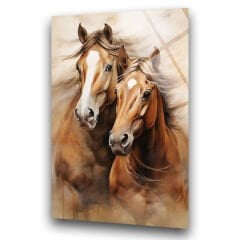 Eşli At Cam Tablo – Cam Duvar Sanatı