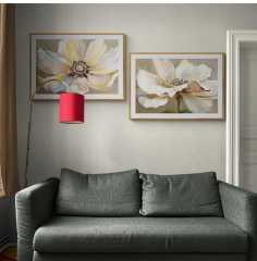 Çerçeveli Ahşap Tablo Çiçek Desenli 32x24 cm - Altın