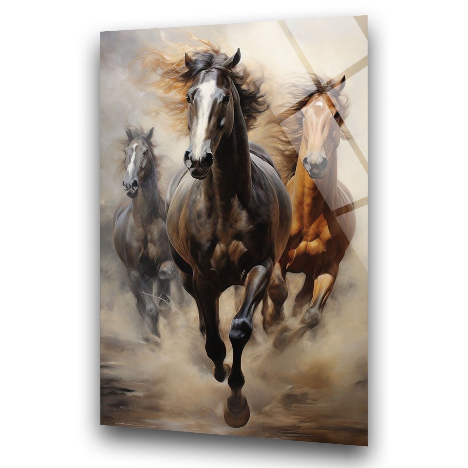 Koşan Atlar Cam Tablo – Cam Duvar Sanatı