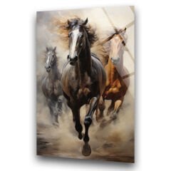 Koşan Atlar Cam Tablo – Cam Duvar Sanatı