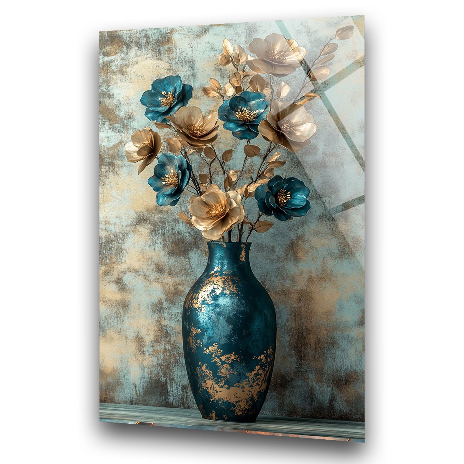 Vazoda Mai Çiçekler – Cam Duvar Sanatı