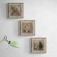 Eskitme Çerçeveli Tablo Seti