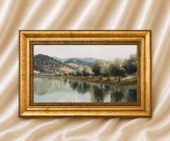 Manzara Vintage Yağlı Boya Görünümlü  Çerçeveli Tablo