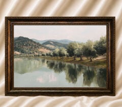 Manzara Vintage Yağlı Boya Görünümlü  Çerçeveli Tablo