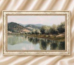 Manzara Vintage Yağlı Boya Görünümlü  Çerçeveli Tablo
