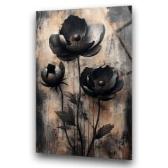 Siyah Çiçek Cam Tablo – Cam Duvar Sanatı