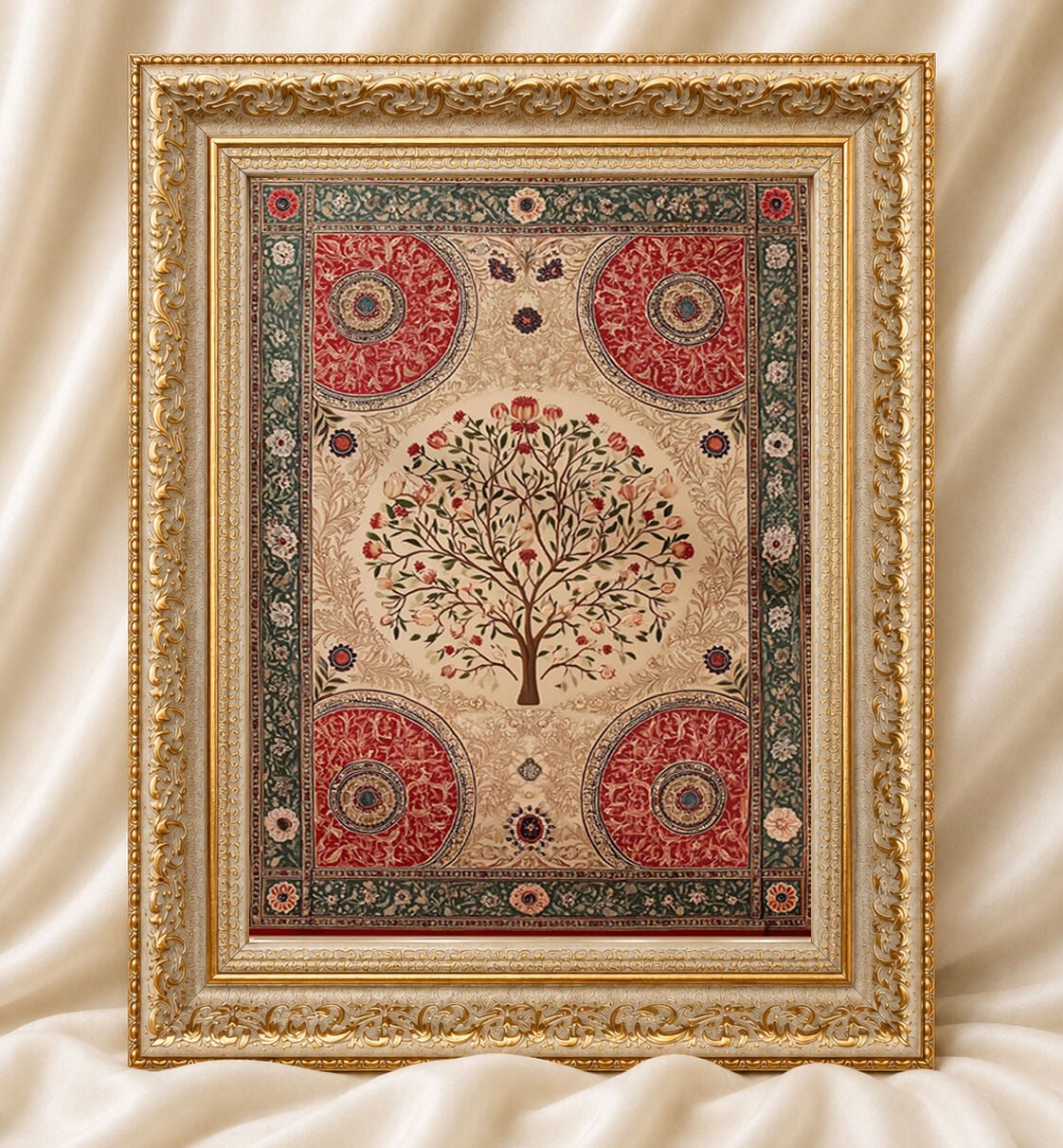 Yaşam Çiçeği Vintage  Çerçeveli Tablo, Klasik Antik Çerçeveli Tablo Modelleri